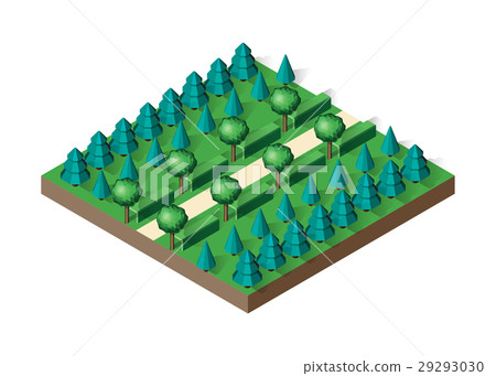 Isometric view projection summer landscape. 29293030