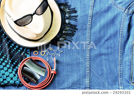 Top view of summer accessories for modern woman Top view of summer accessories for modern woman 29293101