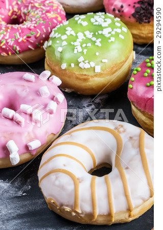 Glazed donuts with different fillings Glazed donuts with different fillings 29294590
