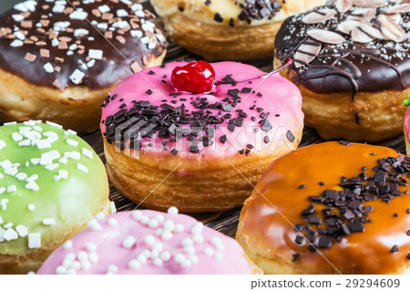 Glazed donuts with different fillings   29294609
