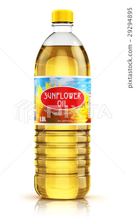 Plastic bottle with sunflower seed oil 29294895