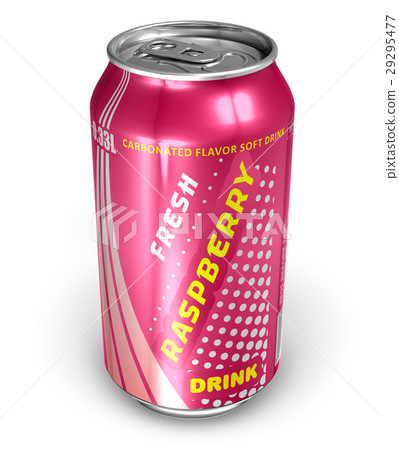 Raspberry soda drink in metal can 29295477