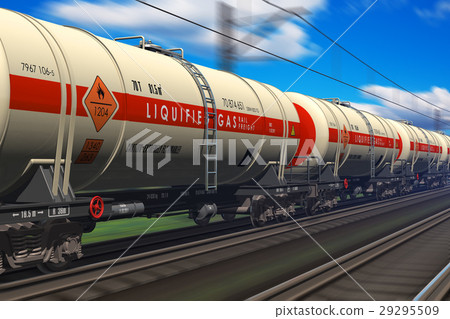 Freight train with gasoline tanker cars 29295509
