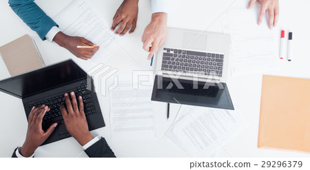 Business IT or HR company improving work top view 29296379