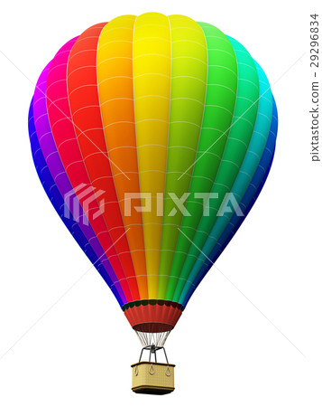 Color rainbow hot air balloon isolated on white 29296834