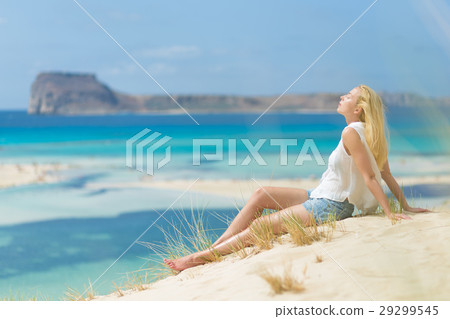 Relaxed Happy Woman Enjoying Sun on Vacations. Relaxed Happy Woman Enjoying Sun on Vacations. 29299545