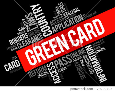 Green card word cloud collage 29299708