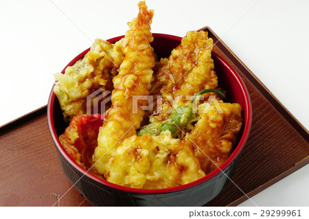 Bowl of rice and fried fish 29299961