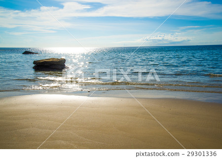 Golden beach blue sea and blue sky 29301336