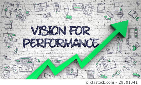 Vision For Performance Drawn on White Brick Wall - Stock Illustration ...