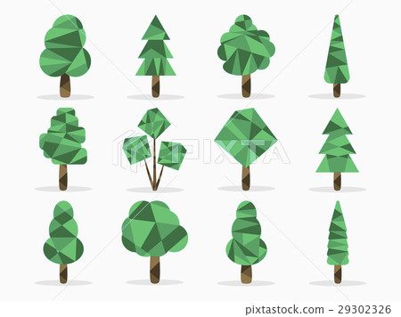 Polygon trees set. Low poly style. Vector Polygon trees set. Low poly style. Vector 29302326
