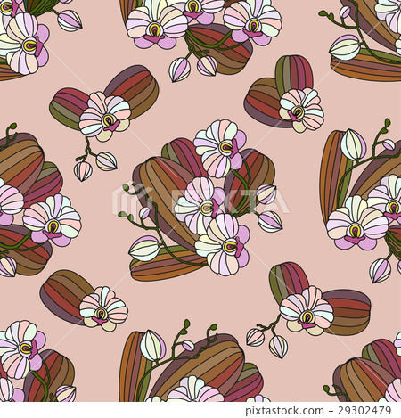 Vector seamless pattern with orchids. - Stock Illustration [29302479 ...