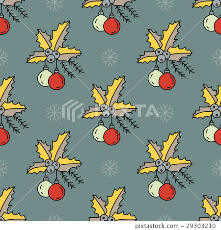 Vector seamless pattern with Christmas decorations - Stock Illustration ...