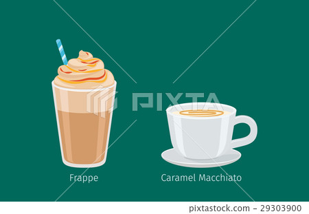 Coffee Drinks in Glass and Porcelain Cup Vectors Coffee Drinks in Glass and Porcelain Cup Vectors 29303900