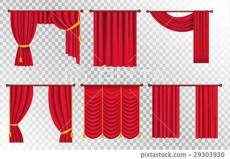 Red Drapes with Gold Tieback and Lambrequin Vector Red Drapes with Gold Tieback and Lambrequin Vector 29303930