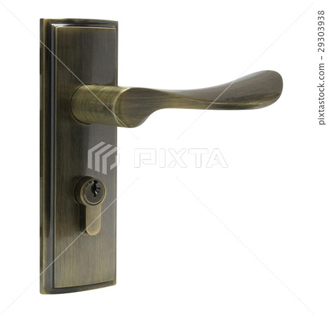 Door handle of bronze color on white background. 29303938