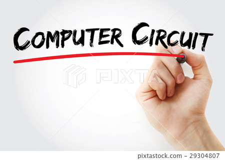 Hand writing Computer circuit with marker 29304807
