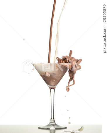 macro shoot with hot chocolate falling in glass on macro shoot with hot chocolate falling in glass on 29305879