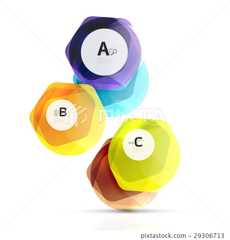 Shiny style modern geometrical hexagons web boxes 29306713