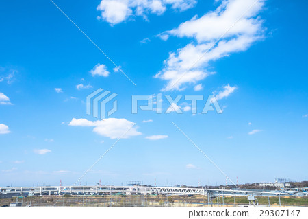 Highway road under construction Under the blue sky Highway road under construction Under the blue sky 29307147