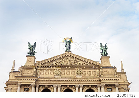 Pediment of opera theater in Lviv, Ukraine Pediment of opera theater in Lviv, Ukraine 29307435