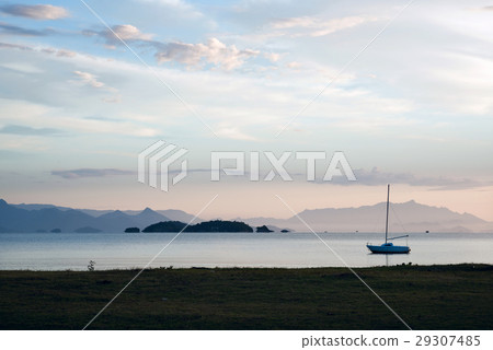 Beautiful sunset in the bay colonial town Parati 29307485