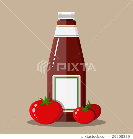 Glass bottle of traditional tomato ketchup 29308229