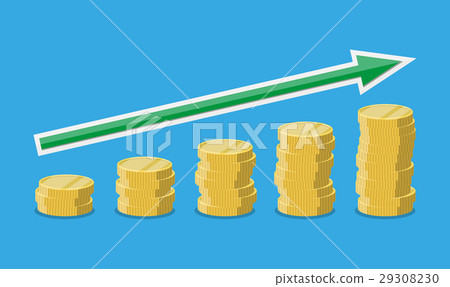 Coins stacks with arrow upwards Coins stacks with arrow upwards 29308230