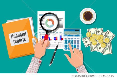 Financial report concept. Business background - Stock Illustration ...