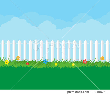Summer nature landscape with plants and fence. 29308250