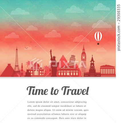 Travel composition with famous world landmarks Travel composition with famous world landmarks 29308335