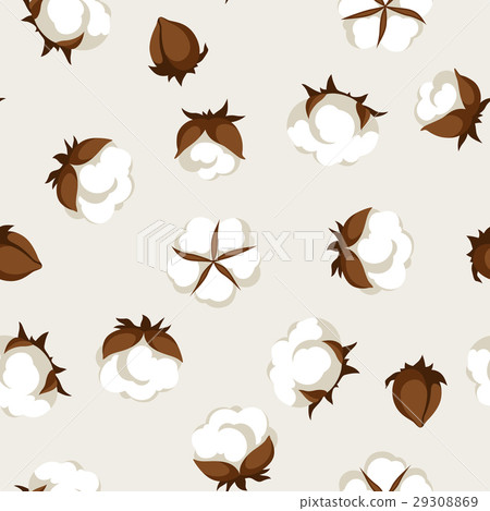 Seamless pattern with cotton bolls. Stylized Seamless pattern with cotton bolls. Stylized 29308869