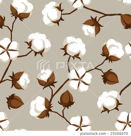 Seamless pattern with cotton bolls and branches 29308870