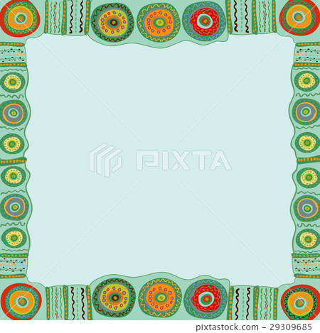 Ethnic hand painted square frame.  29309685