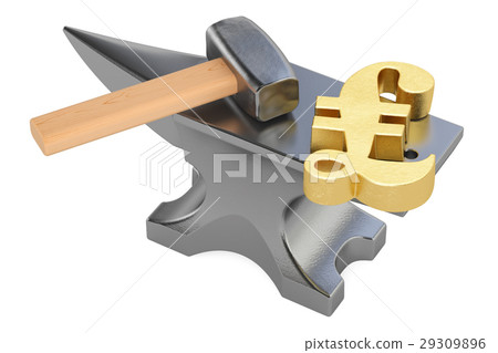 anvil with gold pound sterling symbol anvil with gold pound sterling symbol 29309896