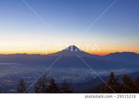 Mt. Fuji seen from Mt. Amari and dawn of Nisaki-shi 29315218