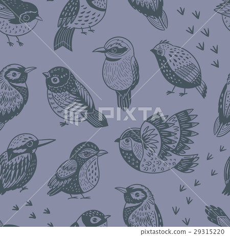 Hand drawn tropical birds pattern Hand drawn tropical birds pattern 29315220