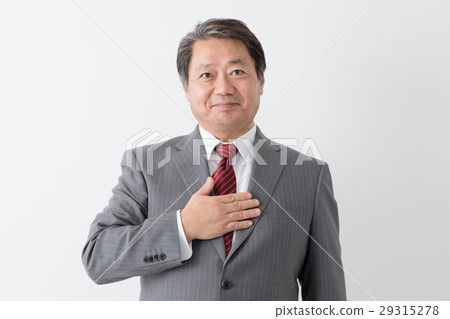 Businessman raising fingers, middle-aged man 29315278