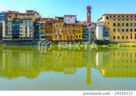 Florence colorful buildings reflect on the river Florence colorful buildings reflect on the river 29316517