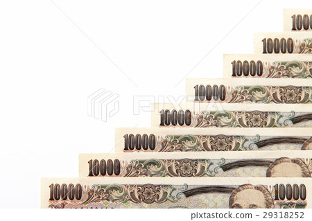 在樓梯安排的1,000日元紙幣 在樓梯安排的1,000日元紙幣 29318252