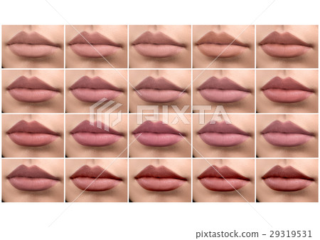 Collage of female lips covered in lipstick Collage of female lips covered in lipstick 29319531