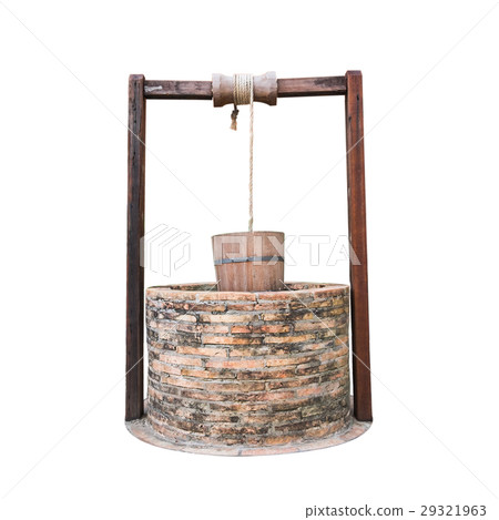 Traditional Chinese water well isolated 29321963