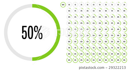Set of circle percentage diagrams from 0 to 100 29322213