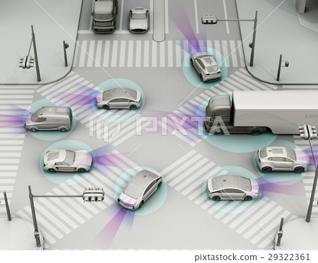 Driving support system running at the scrambled intersection Image of vehicle equipped (single color) 29322361