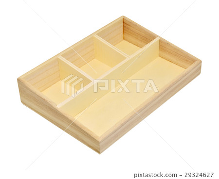 Empty wood shelf box isolated on white background 29324627