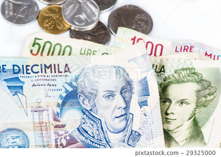 Banknotes from Italy. Italian lira and metal coins Banknotes from Italy. Italian lira and metal coins 29325000