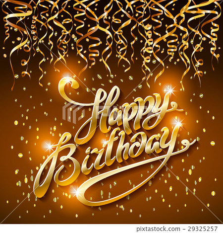 party dark background happy birthday gold confetti 29325257