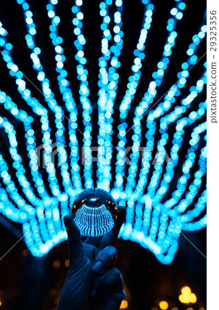 crystal ball stay in blue garland lights 29325356