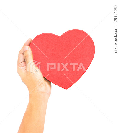 One hand holding red heart shaped box lid, love One hand holding red heart shaped box lid, love 29325792