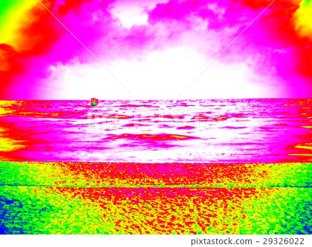 Stony ocean beach with sand.Thermography effect. 29326022
